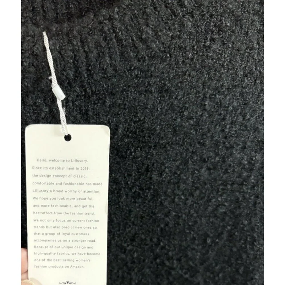 NWT LILLUSORY Womens Small Black Sweater Fuzzy Chunky Warm Pullover Comfortable - Picture 7 of 7